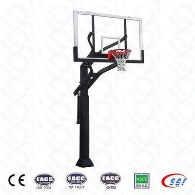 Outdoor Basketball Hoop With Durable Glass Backboard Adjustable Height Kids Frendly