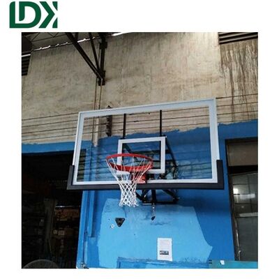 Portable Durable Wall Mounted Adjustable Height Tempered Glass Basketball Hoop For Schools LDK10017