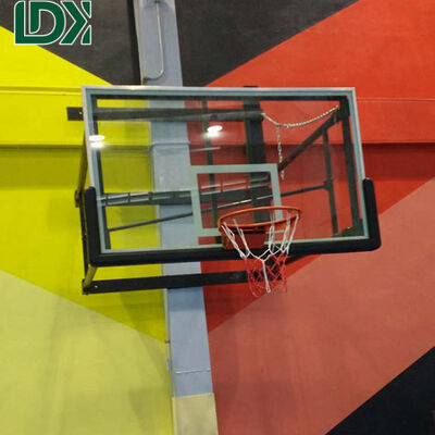Portable Durable Wall Mounted Adjustable Height Tempered Glass Basketball Hoop For Schools LDK10017