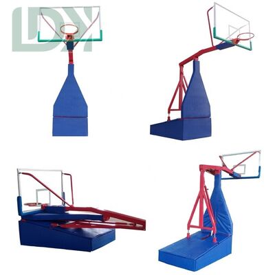 Foldable Basketball Stand With Glass Backboard And Adjustable Height Portable Basketball Hoop