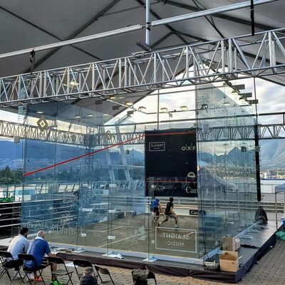 Squash Indoor Court With Lamps Glass Back Wall Squash Court Fittings In Blue Or Customized Design