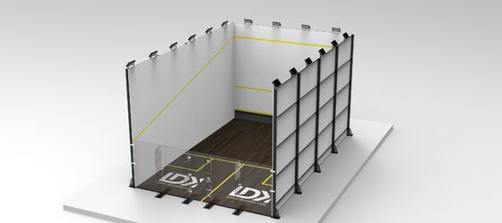 Sports Equipment Squash Court With Tempered Glass And LED Lighting System On Wood Flooring