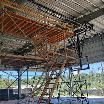 Ceiling Suspended Stationary Basketball Hoops Tempered Glass Indoor Gymnasium FIBA Adjustable Basketball Backstop Stand