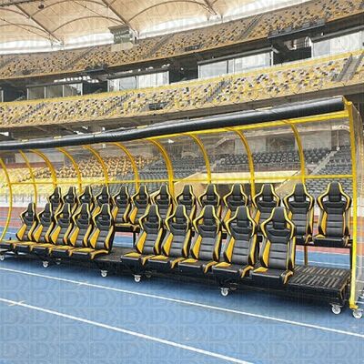 Foldable Double Row Soccer Pitch Leather  Football Substitute Bench Sideline Solution