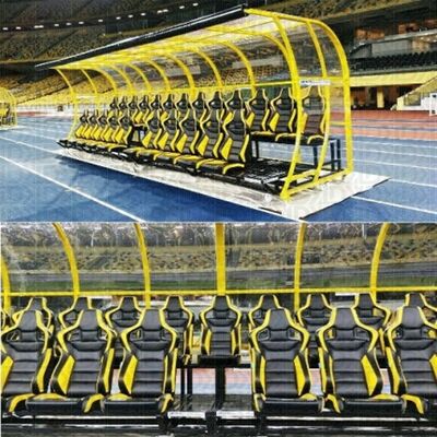 Foldable Double Row Soccer Pitch Leather  Football Substitute Bench Sideline Solution