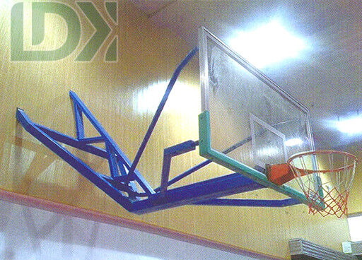 Customizable Blue Wall Mounted Basketball Rim With Adjustable Height And Glass Backboard