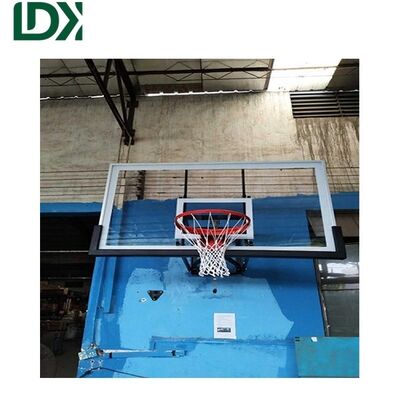 Portable Durable Wall Mounted Adjustable Height Tempered Glass Basketball Hoop For Schools LDK10017