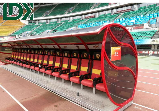 Soccer Bench Seats In Customized Colors UV Resistant Polycarbonate Football Chairs With Aluminum Alloy