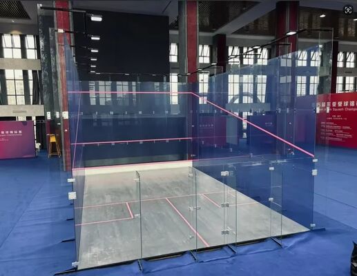 Super Full Glass/Wood Wall Double Squash Court With Customized Logo And Tempered Glass