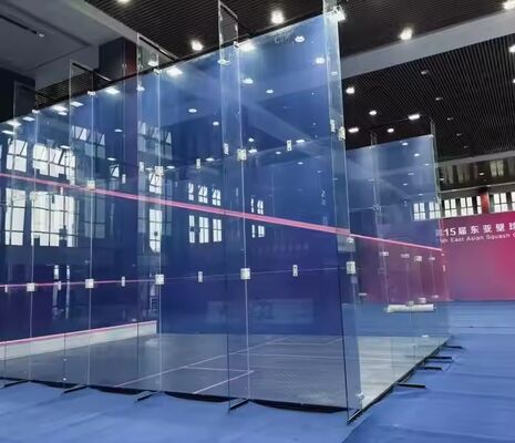 Squash Indoor Court With Lamps Glass Back Wall Squash Court Fittings In Blue Or Customized Design