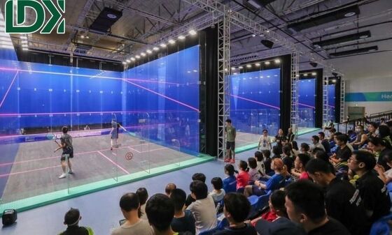Elite Multicolor Glass Squash Court – Enhance Your Game with Custom Lighting